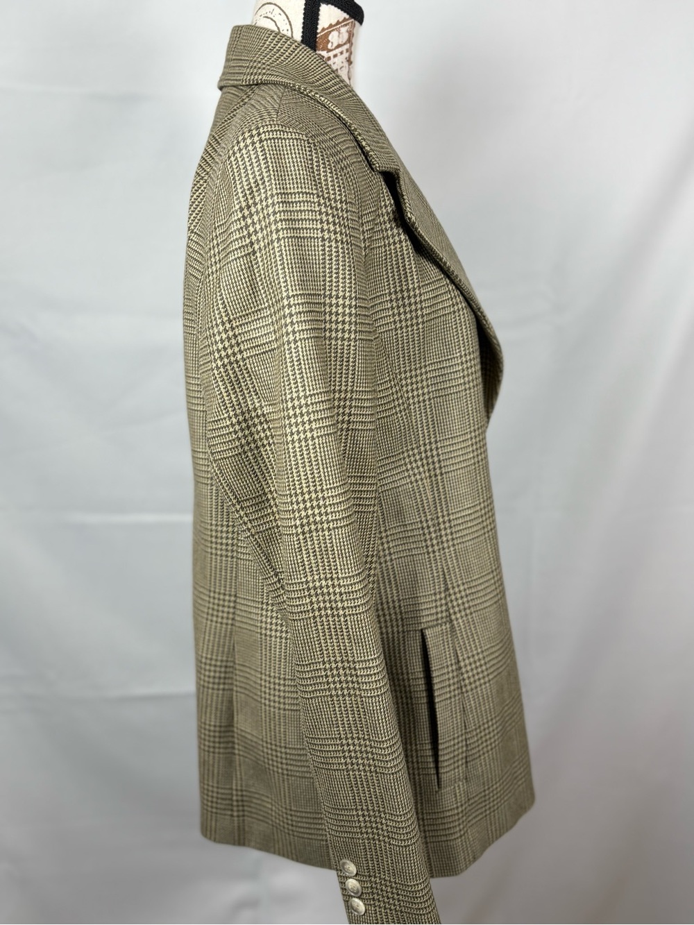 Vintage Linda Allard Ellen Tracy Wool Glen Plaid Blazer 90s Size 12 - Picture 5 of 13